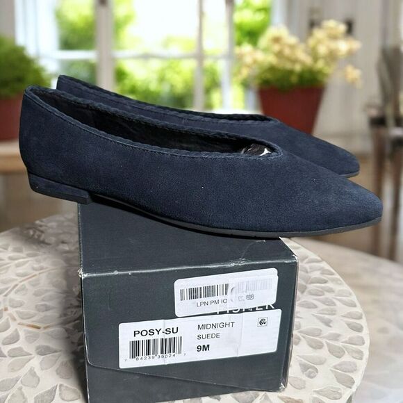 Eileen Fisher $225 Posy Leather Suede Pointed-Toe Flat – Scalloped Topline – Wom - Picture 2 of 12